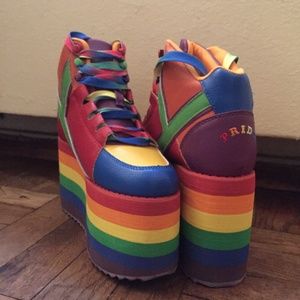 Rainbow pride platform sneakers!